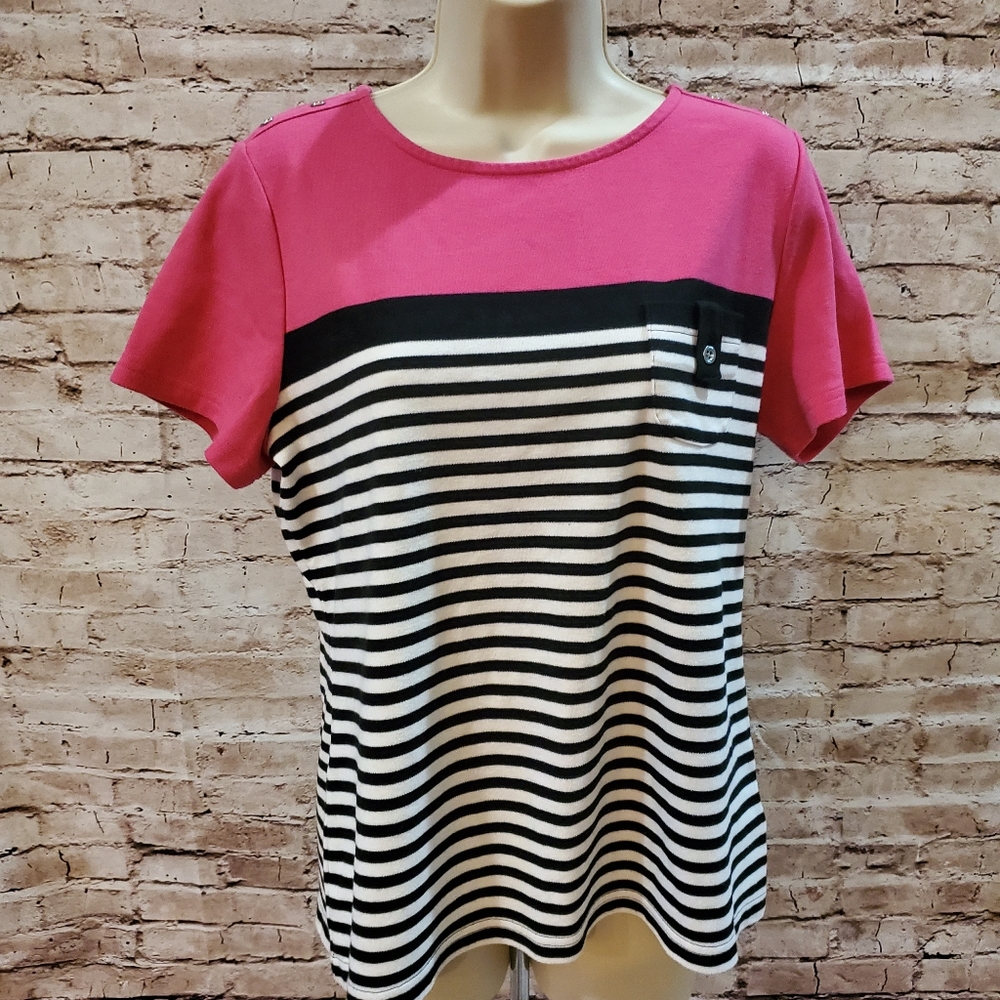 Karen Scott Pink And Black Top